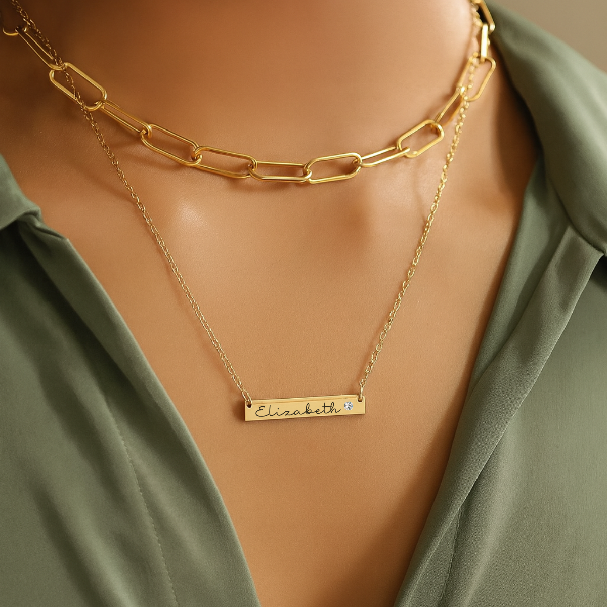 Diamond Gold Bar Necklace - Make It Your Own