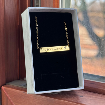 Diamond Gold Bar Necklace - Make It Your Own