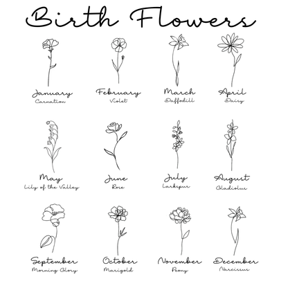 Birth Flower Curved Bar Bracelet